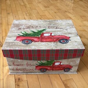 Christmas Storage Box with Red Truck Design
